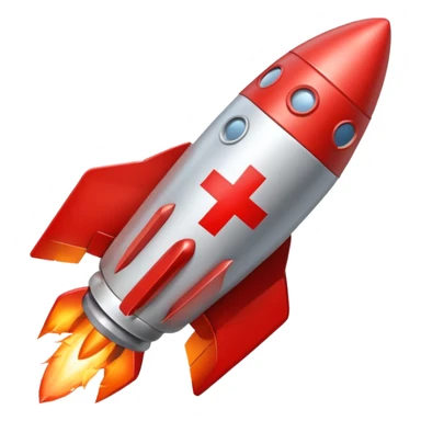 a rocket with a red cross on it sticker