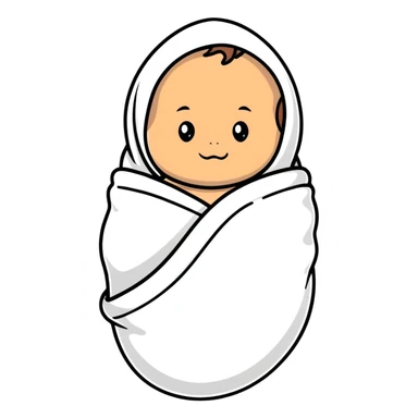tanned baby swaddled in a white blanket sticker