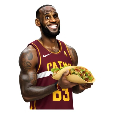 LeBron eating a taco sticker