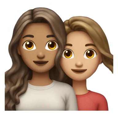 Straight Hair brunette and wavy hair light brunette with higlights hugging each other sticker