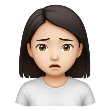 dark circles eyes frightened asian girl with white t-shirt sticker