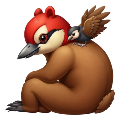 Woodpeckers taping on the bear sticker