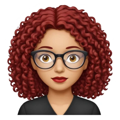 hispanic women with brown eyes and clear glasses and dark red  curly hair sticker