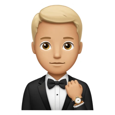 Male wearing watch + bow tie sticker