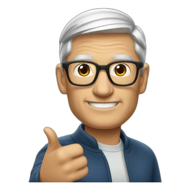 Tim Cook looking right and pointing right sticker