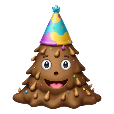Poop with a party hat  sticker