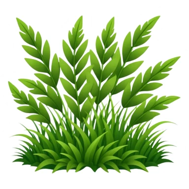 Large sprigs of grass made of felt texture, scrapbooking style, transparent background sticker