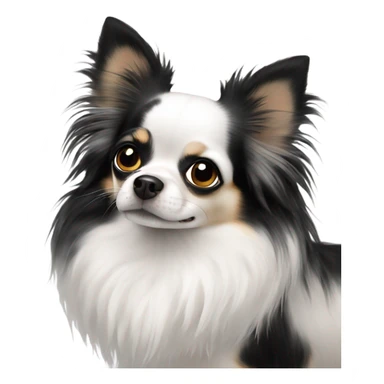 White chihuahua black spots long haired  sticker