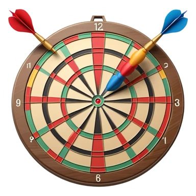 A dartboard with darts firmly stuck in the bullseye, surrounded by the colorful sections of the target. The background conveys a competitive atmosphere, with a subtle focus on precision and skill in the game of darts. sticker