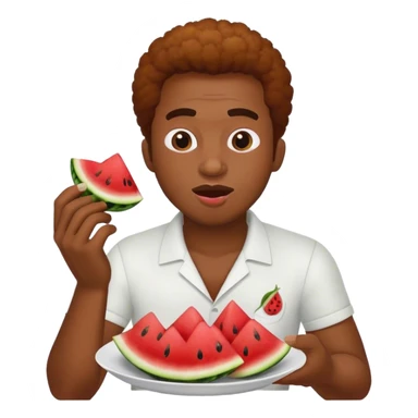 Black man eating watermelon on fried chicken  sticker
