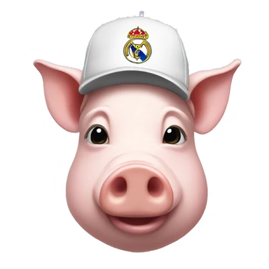 pig wearing a Real Madrid hat sticker