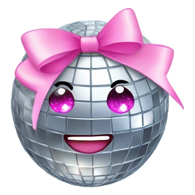 Disco ball with coquette pink bow sticker