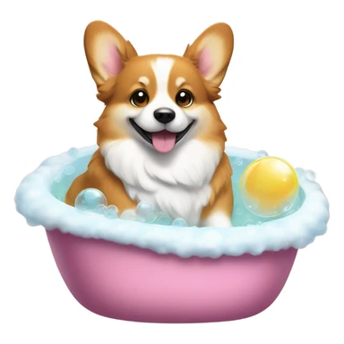 Corgi taking a bubble bath sticker