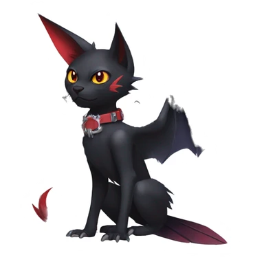 cool edgy black punk red nargacuga-raven-bat-cat-animal hybrid Fakemon collar full body sticker