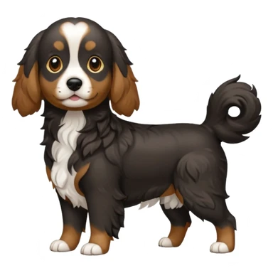 Black medium size mixed cocker shitsu dog, stand like full body dog emoji sticker