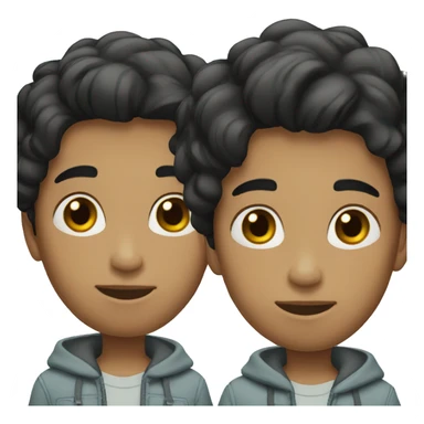 boy twins with black hair fair face sticker