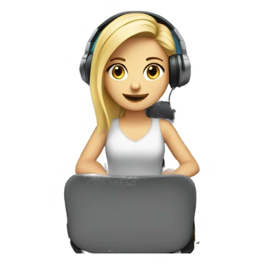 Audio technician girl blonde with an audio desk sitting sticker