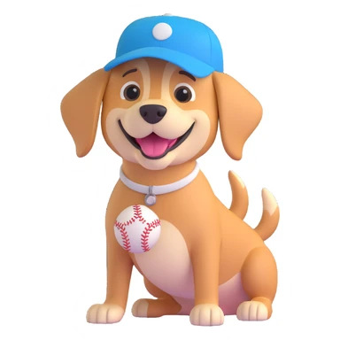 a happy dog wearing a baseball cap sticker