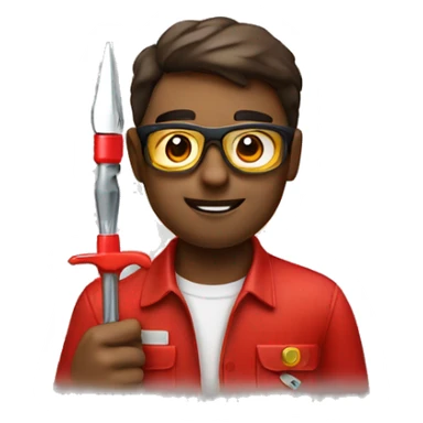 brown electrician with golden glasses with a red screwdriver in his hand sticker