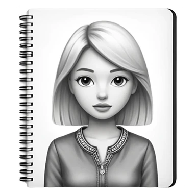 fashion skecth on sketch book, with pencil sticker