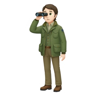 henry David thoreau full body birdwatching with bonoculars sticker