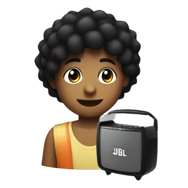 Une enceinte JBL next to a young boy with black hair sticker