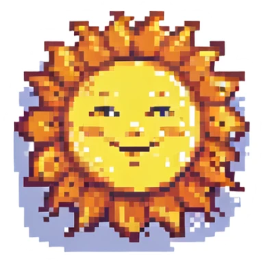 smiling sun pixel art sticker