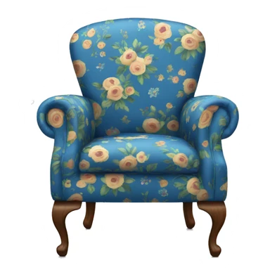 Arm chair with blue floral fabric sticker