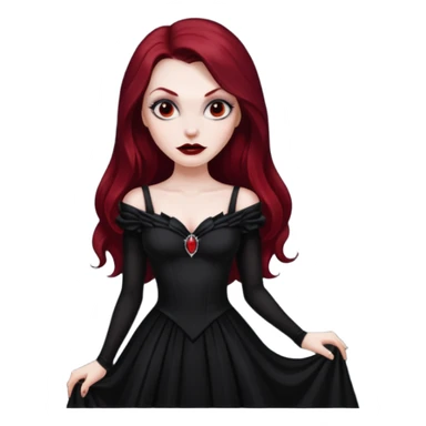 Vampira with long dark red hair sticker