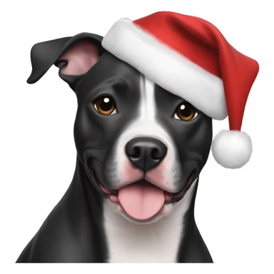 Black and white pitbull mixed with whippet with Christmas spirit sticker