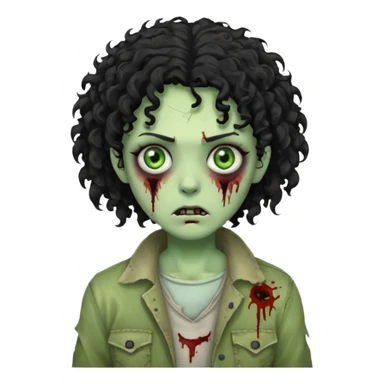 Zumbi com cabelo cacheado preto  sticker