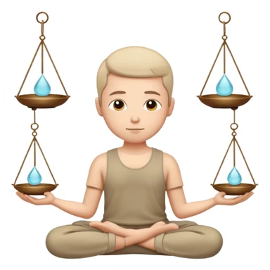 peaceful face in meditation with small balanced scales above head sticker