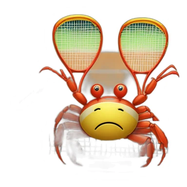 crabe sur balle de tennis sur raquette sticker