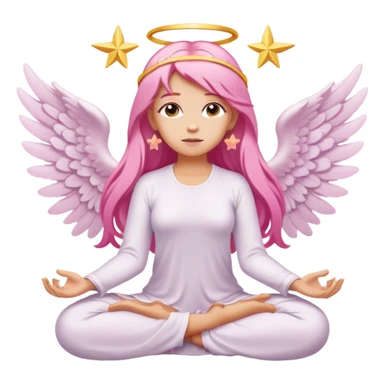 woman with long blonde hair as an angel meditating with pink hair accessories sticker