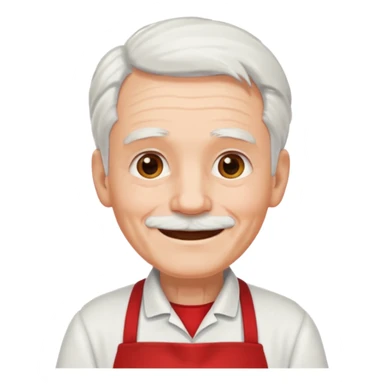 ai aik old man with white hair wearing red appron sticker