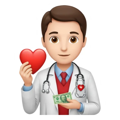 Heart doctor with money sticker