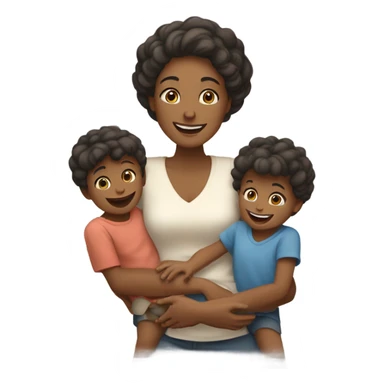 white mother with children  sticker