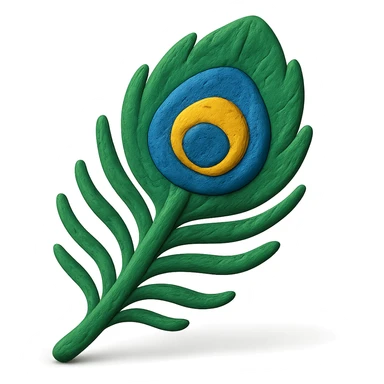 peacock feather in claymation style sticker