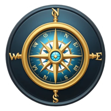 Mystical compass with arcane symbols, dark metallic iOS-style emoji sticker