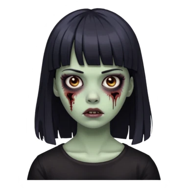 faça uma menina de franja zumbi com delineado  sticker