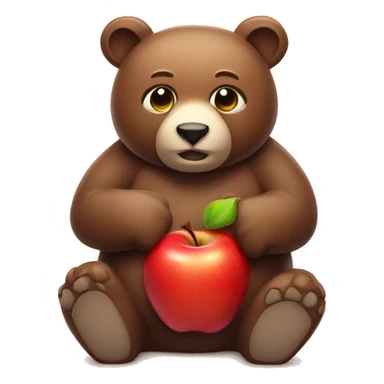 BEAR WITH SHINING EYES AND HOLDING APPLE sticker
