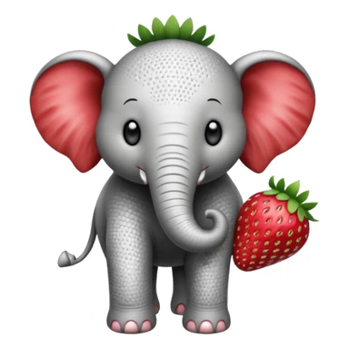 Make a  black and white strawberry elephant sticker