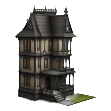 Realistic Huge ornate gothic Cardboard 5 story tall haunted house  sticker