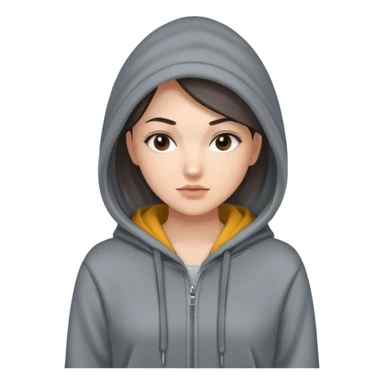 Sasha Gray in big gray hoodie full height sticker