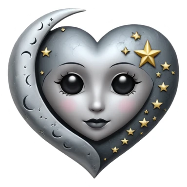 heart with gothic moon and stars sticker