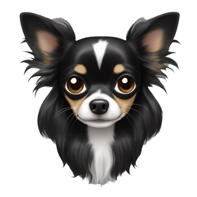 Long hair black Chihuahua with white sticker