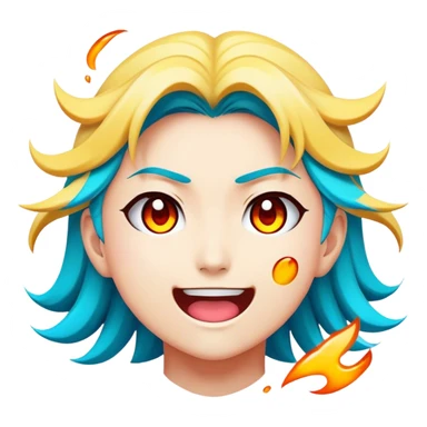 Cinematic Realistic Manga Comics Emoji, depicted as a dynamic stylized illustration inspired by Japanese manga art with bold lines and expressive characters, rendered with vibrant textures and energetic colorful lighting that captures its iconic style. sticker