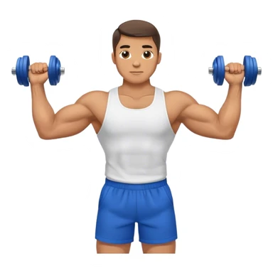 man with blue shorts doing side-lateral raise (T pose) with light dumbbells sticker