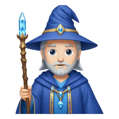 Wizard in blue robe with crystal-topped staff sticker