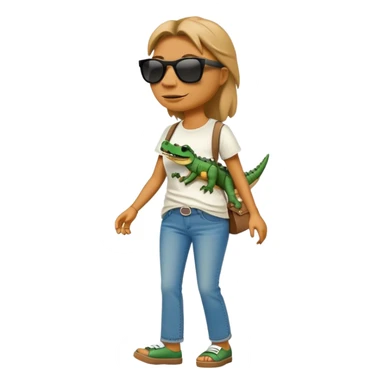 anthropomorphised female crocodile in a band t-shirt and jeans wearing sunglasses walking upright sticker